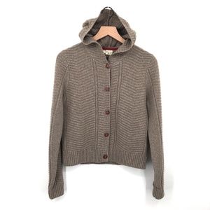 Bridge & Burn hooded button up cardigan sweater brown knit grandpa boho S Womens